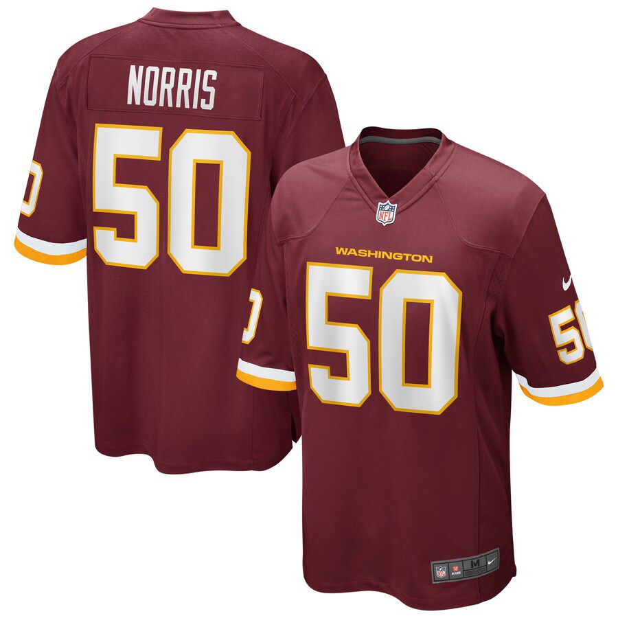 Men Washington Redskins 50 Jared Norris Nike Burgundy Game Player NFL Jersey